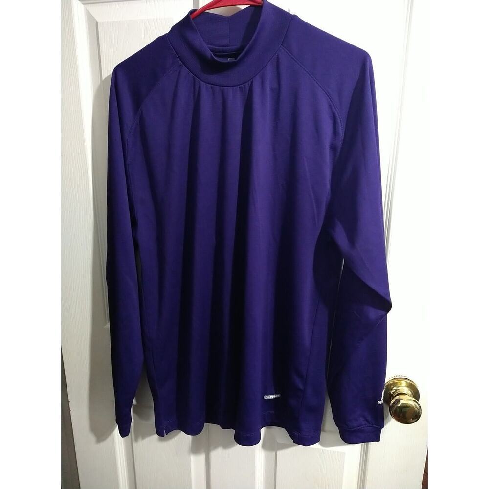 Russell Woman M Shirt Purple Athletic Activewear Pullover Mock Neck Long Sleeve
